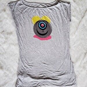 Kira Plastinina Y2K Gray Round Robot Monster Tee Shirt Size S